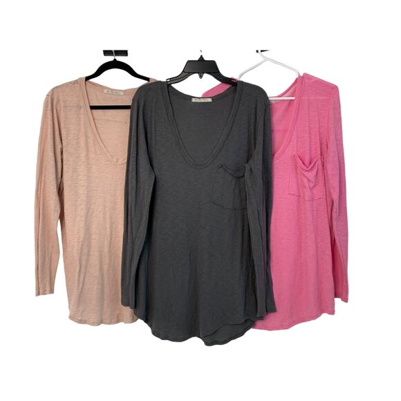 Lot of 3 Women We The Free Long Sleeve Scoop Pocket Tee Shirt  Size L GUC 7383 - Picture 1 of 10